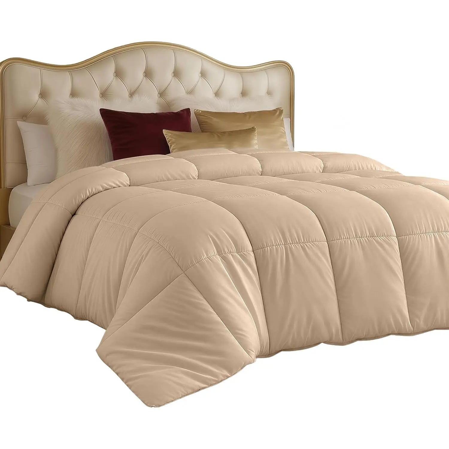 Bedding Duvet Insert, Comforters Queen Size 88 x 88 Inches, Beige |   Cozy All Season Comforter for Kids and Teens, Unisex, Down Alternative Fill, Soft Microfiber Shell, Machine Washable.
