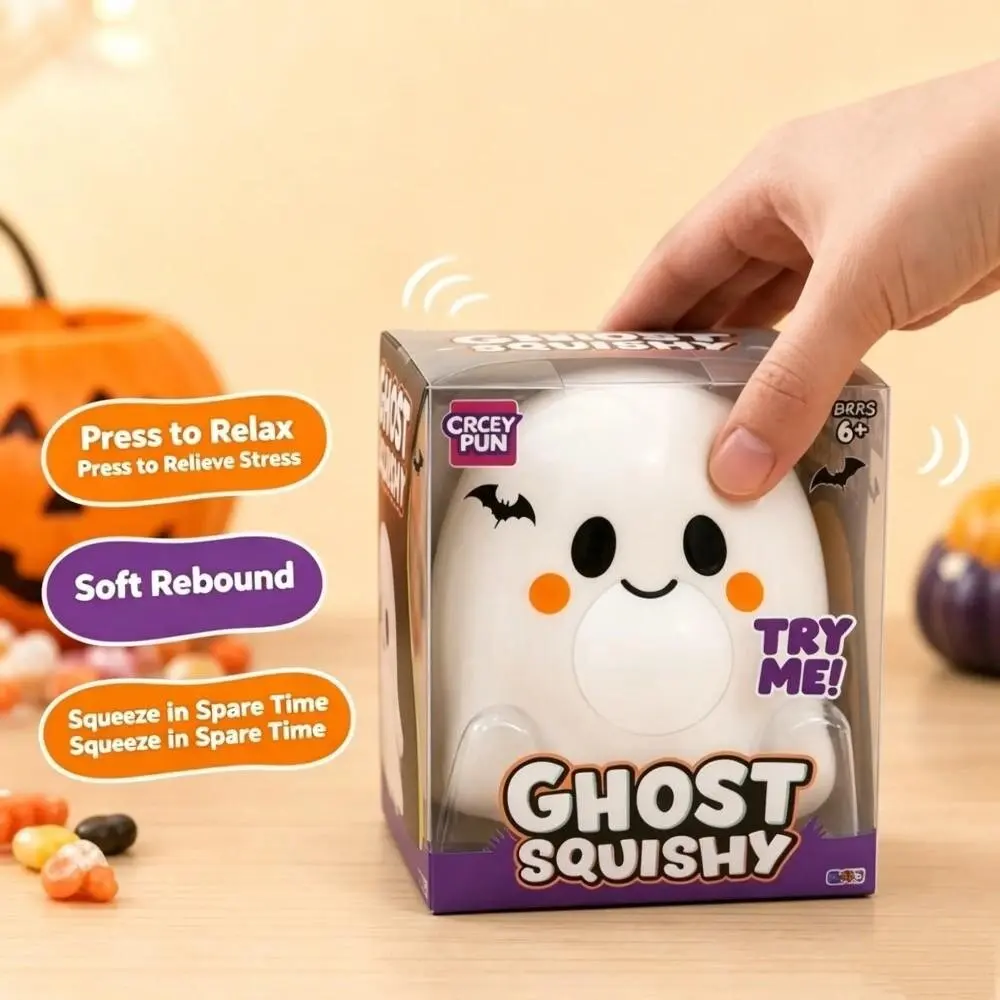 Halloween Ghost Stress Relief Toy, Bouncy Funny Halloween Ghost Stress Ball, Squeeze Fun Halloween Gift, Perfect for Party Favors