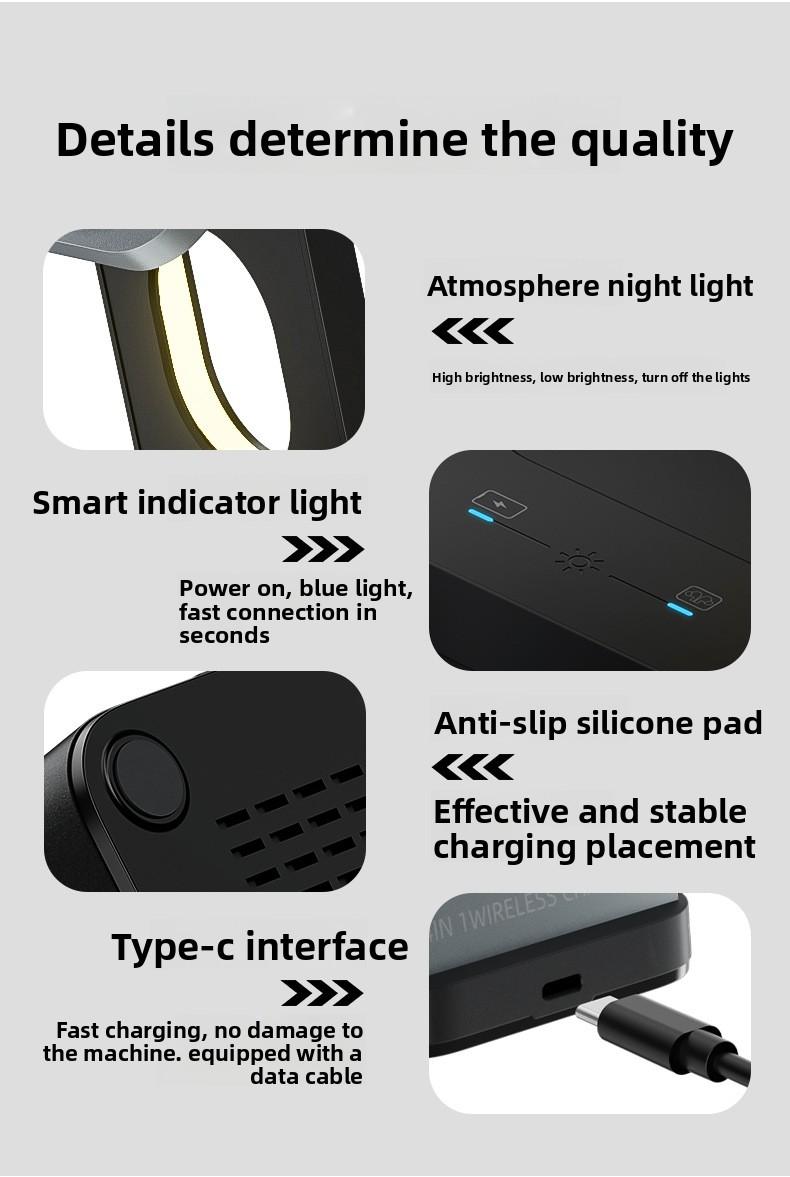 New foldable magnetic three-in-one wireless fast charger suitable for Apple phone stand wireless charging