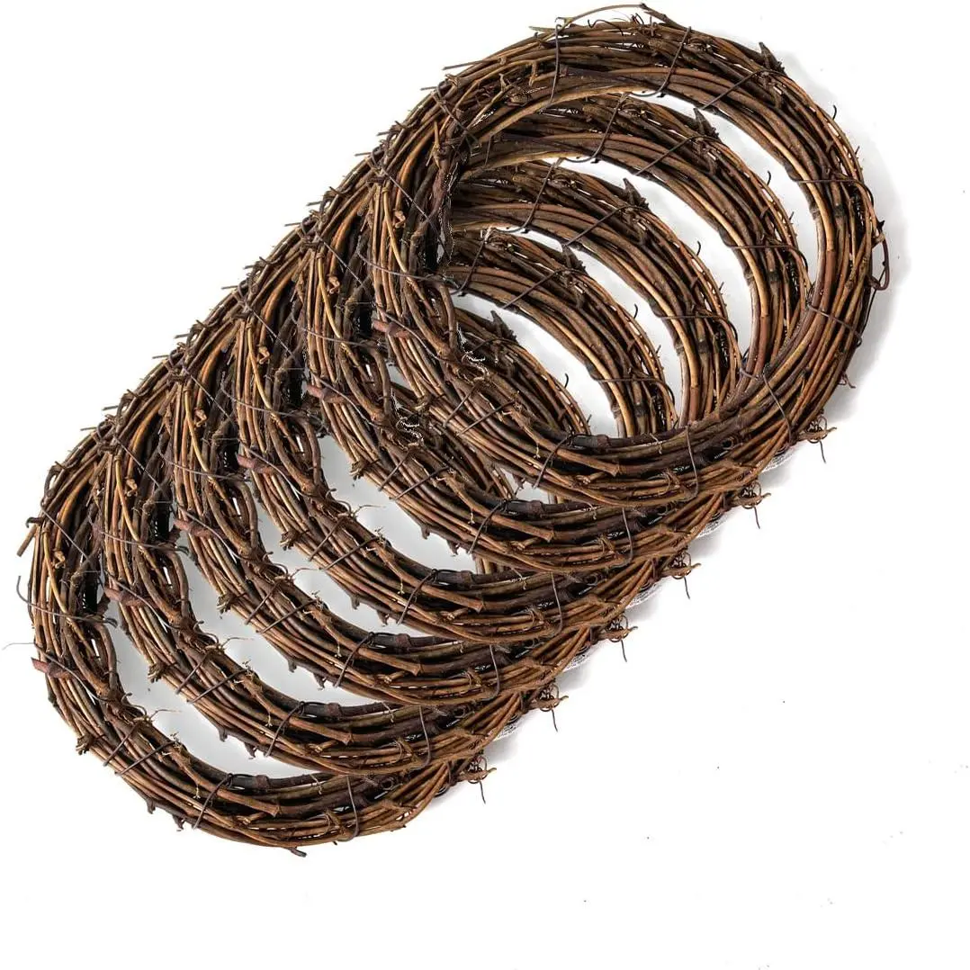 6 count 6 Inch  Grapevine Wreaths, Vine Branch Wreath, Rattan Wreath for DIY Christmas Craft, Front Door Wall , Wedding and Party Decors
