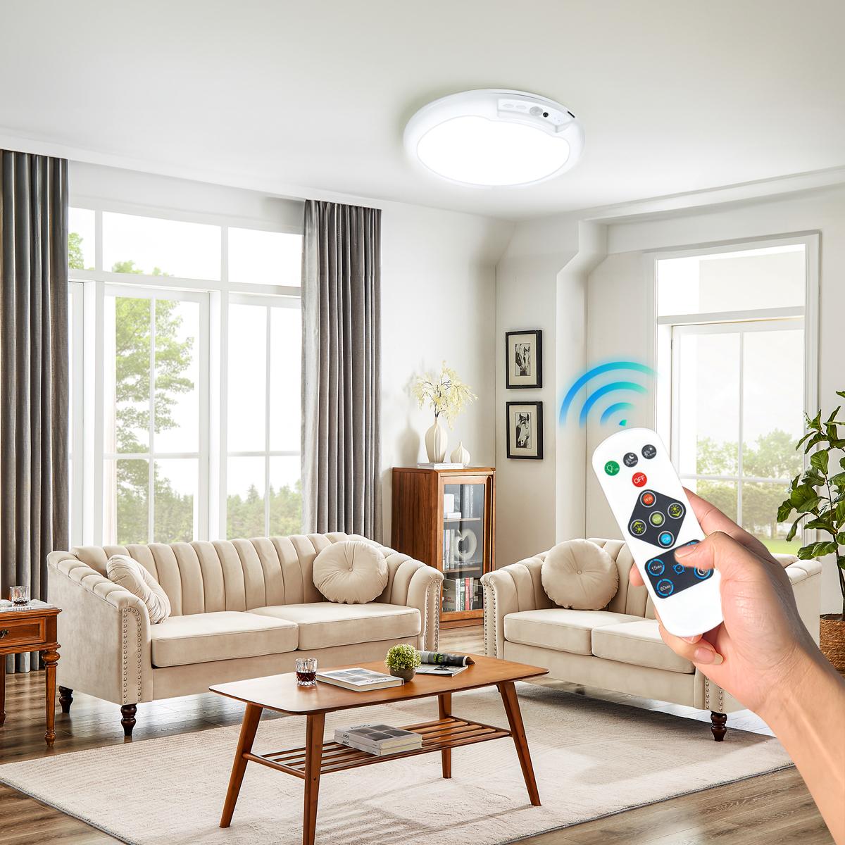 Rechargeable Motion Sensor Ceiling Light with Remote - Magnetic Battery Powered, 3 Color Dimmable | Wireless for Shower, Closet, Stairs, Hallway, Shed, Garage Stairs