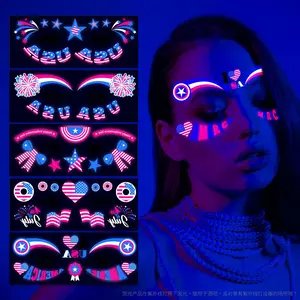 USA 250th Anniversary Temporary Tattoo Stickers, Patriotic Glow Face Tattoos for Independence Day Parties & Celebrations