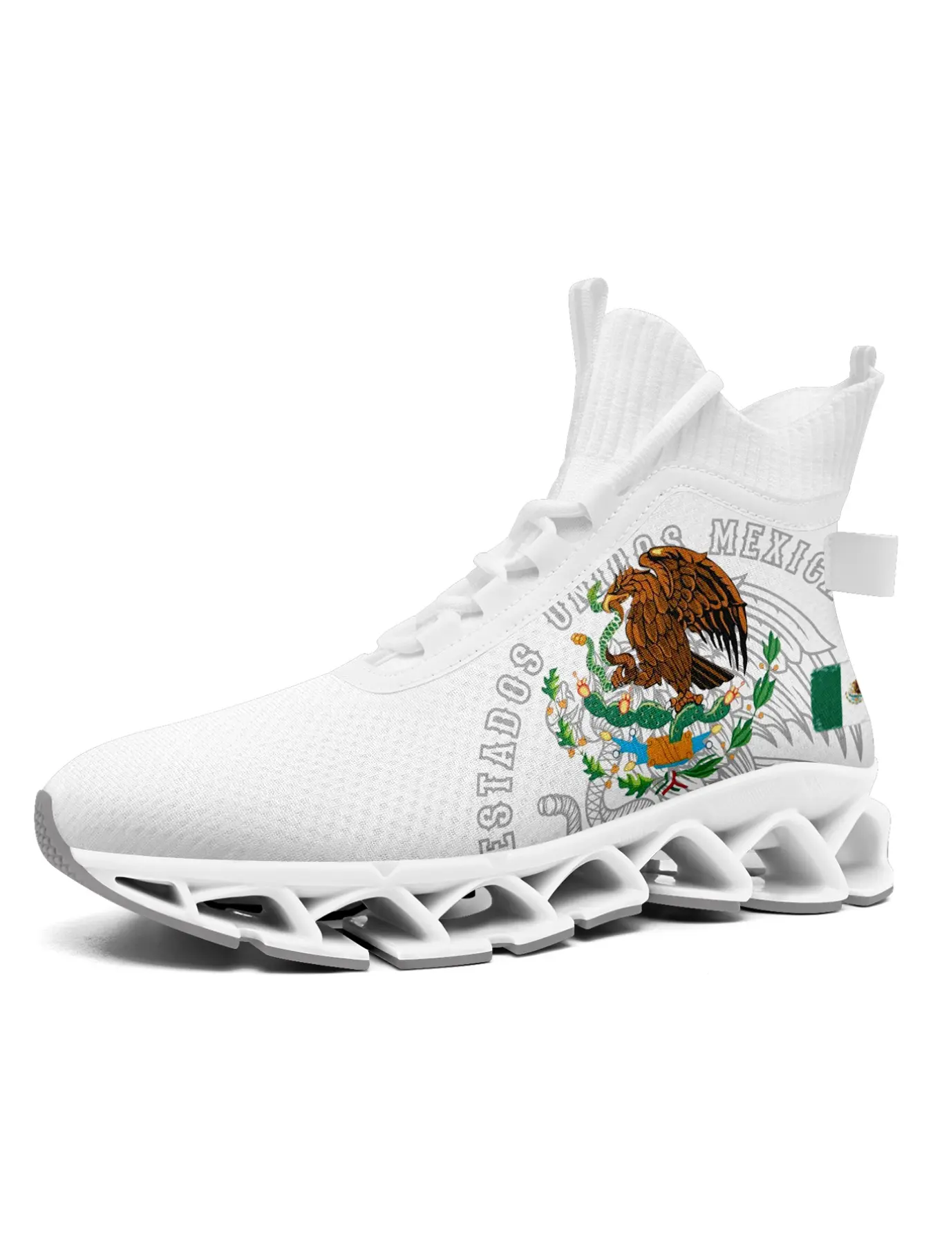 Men's Eagle Print Lace Up High-Top Sports Sneakers, MX Trendy Original Design with Breathable Sole, Durable Casual Comfortable Sports Running Blade Shoes, Male All-match Round Toe Shoes for Daily Wear Athletic Shoes