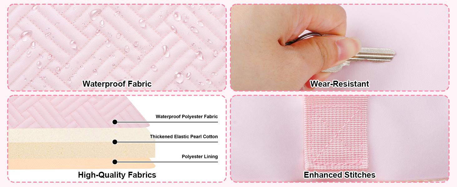 Teacher Tote Bag with Accordion File Organizer Pocket, Soft Nylon Utility Bag with 15.6 inch Laptop Compartment & USB Port, Large Work Tote Bag for Office Supplies Women (Pink)