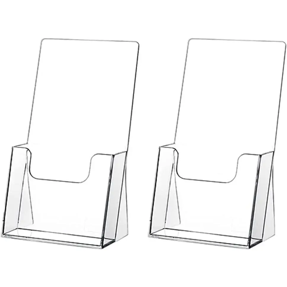 Acrylic Brochure Holder 2 Pack, Thicker Countertop Literature Holder Plastic Flyer Display Stand for Magazines