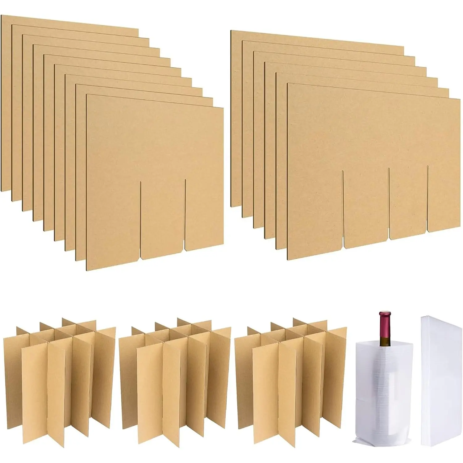 3 Sets Glass Packing Kits- Glass Dividers for Moving Boxes- Glassware Dish Packing Boxes Corrugate Dividers with 36 count  Pouches Fits 16x12x12 Inch Box (Box Not Included)