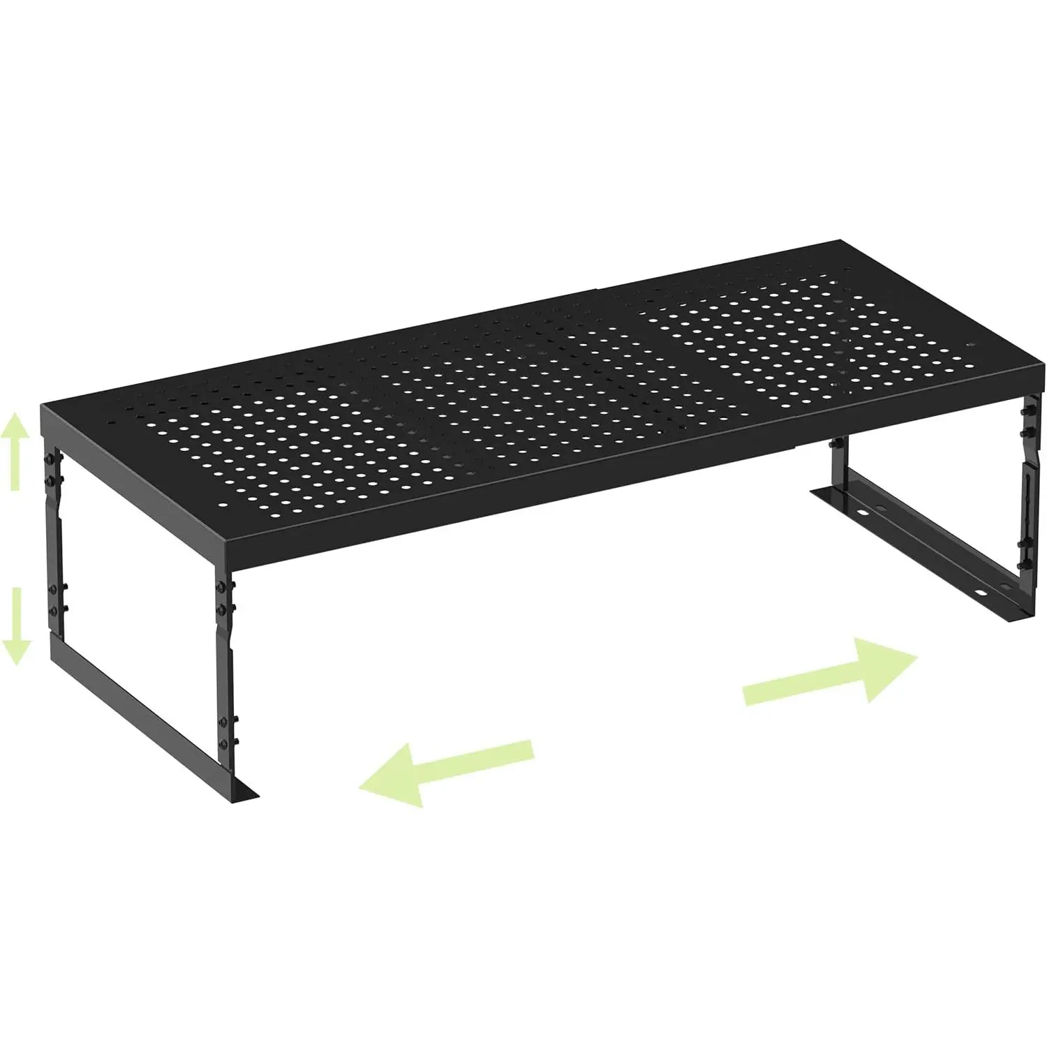 Adjustable Expandable Metal Storage Shelf, Standing Shelf Unit for Kitchen Cabinet Pantry Countertop, Space Saving Shelf Riser and Organizer(1 Pack/Black,Medium)