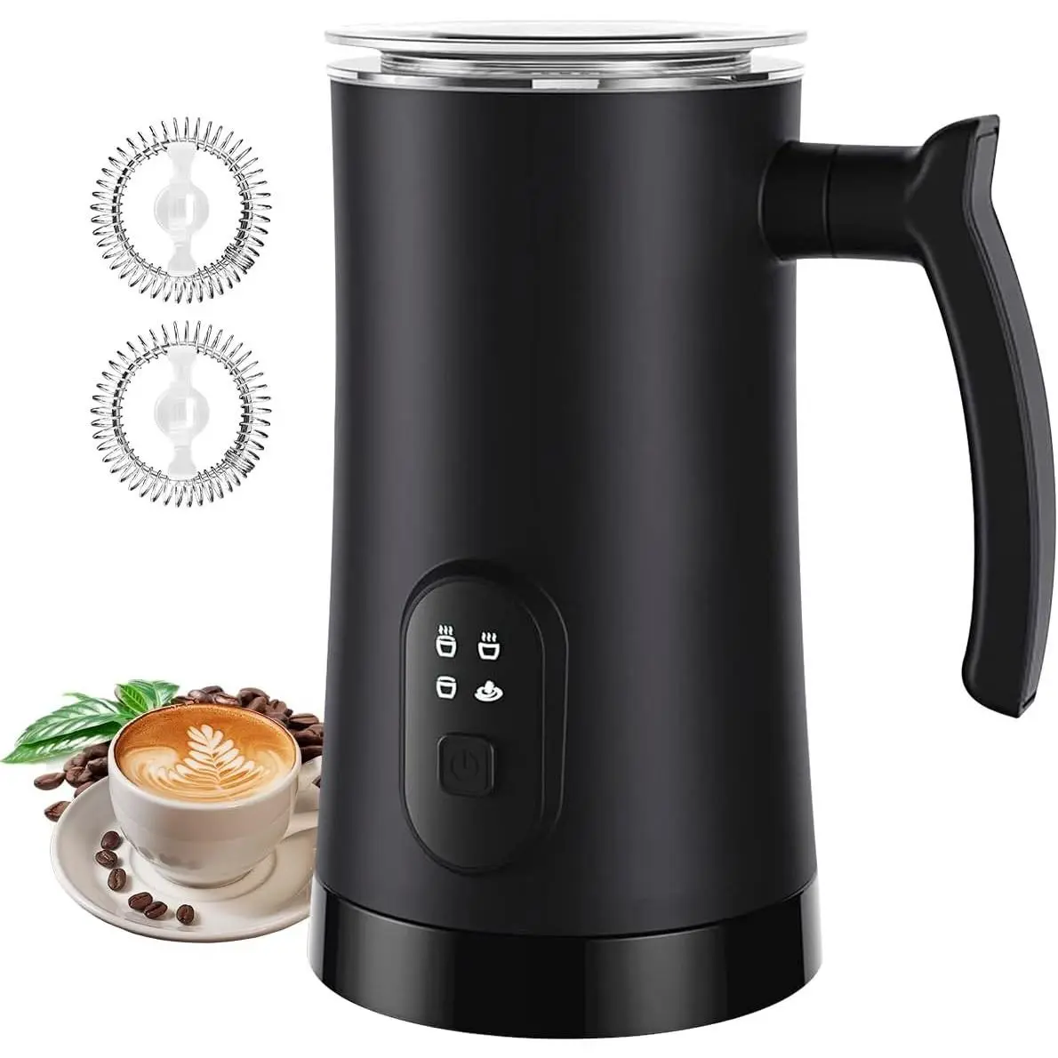 Compact Electric Milk Frother - 4-in-1 350ml/11.8oz Milk Steamer with Temperature Control, Warm & Cold Foam for Latte, Hot Chocolate