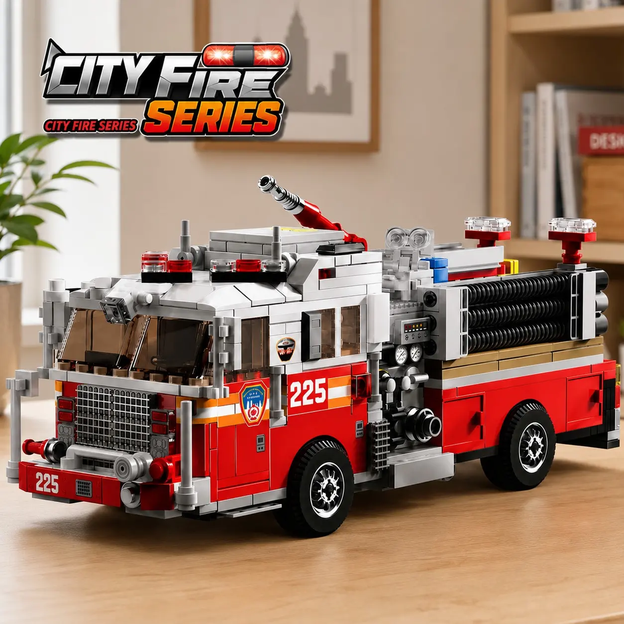 City Series Building Blocks, Fire Truck 'responder' Model Kit, High-Pressure Pump Police Vehicle, Gift for Lego Enthusiasts