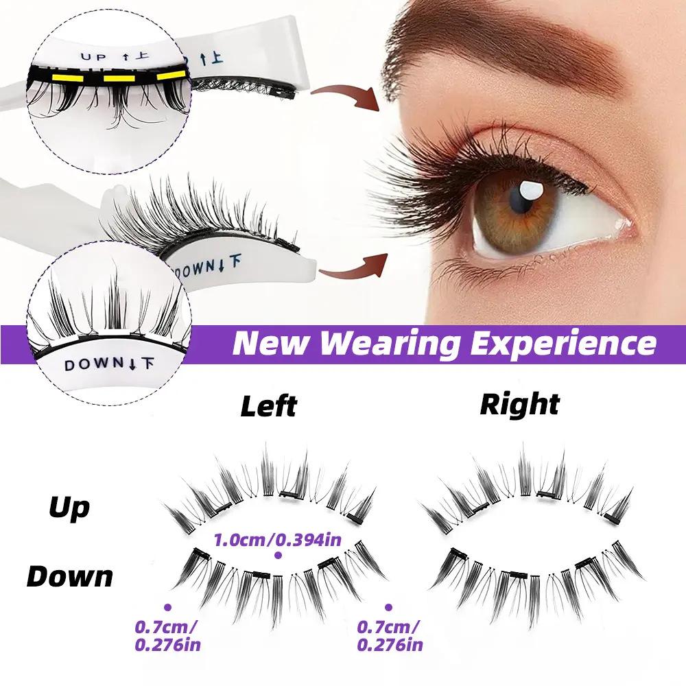 Soft Magnetic Eyelashes, Dual Magnetic False Eyelashes without Eyeliner, Extensions, Waterproof, Reusable, Glue-Free, Eyeliner-Free Makeup Cosmetic,Natural Look