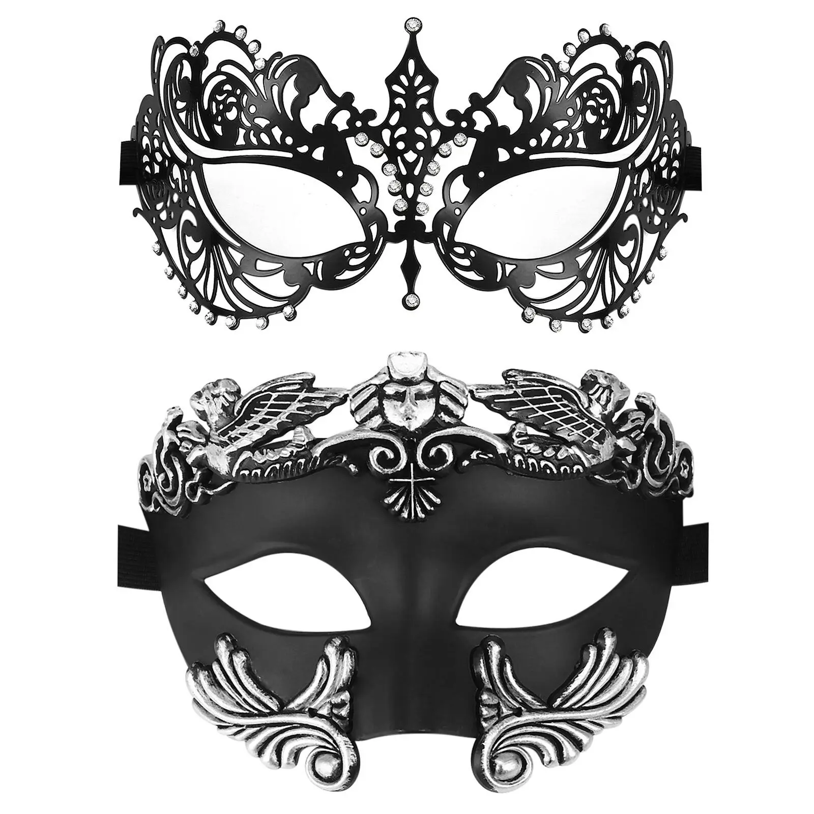 Men's & Women's 2-Piece Roman Greek God Halloween Mask - Venice Mask Design, Birthday Wedding Dating Party Costume Cosplay Face Covering Fashion Accessory, Rhinestones, Decorative, Accessories, Couples