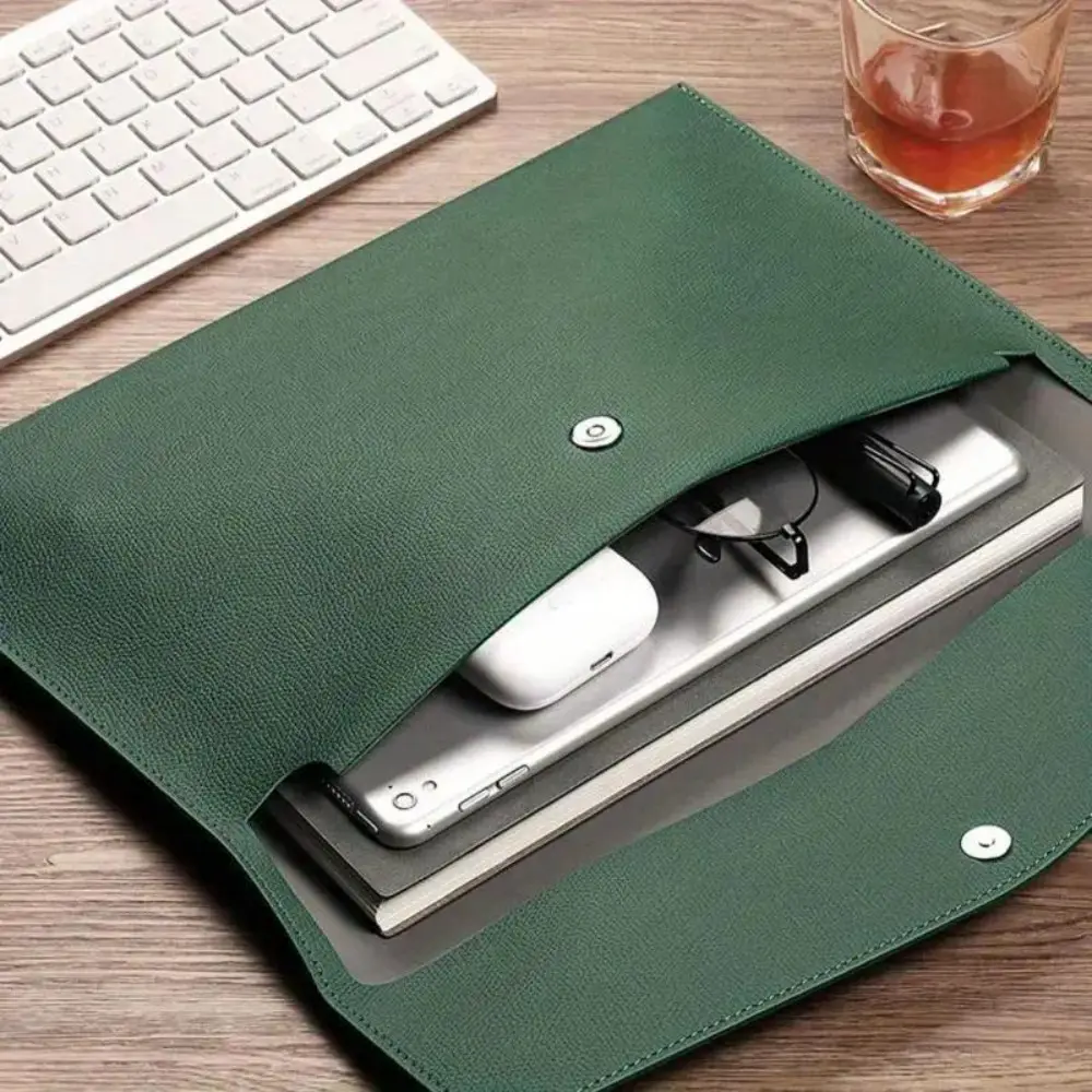 1 Count A4 Leather File Folder Bag, Waterproof Portable Document Organizer, Durable Business Paper Holder for Home Office Travel Daily Use
