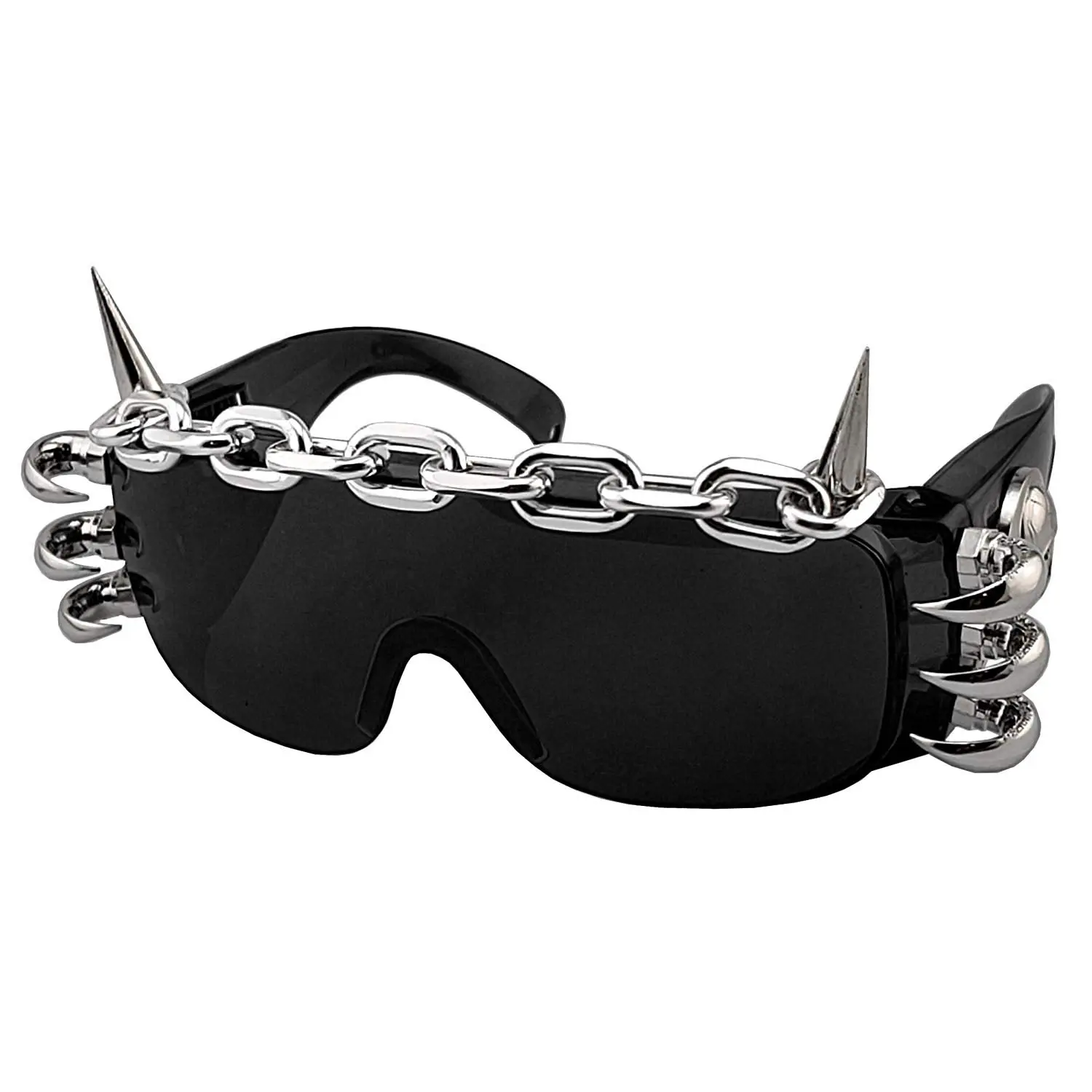Unisex Punk Rock Studded Claw Sunglasses - Shiny Cosplay Wear for Halloween, Dancing Fashion Eyewear Accessories