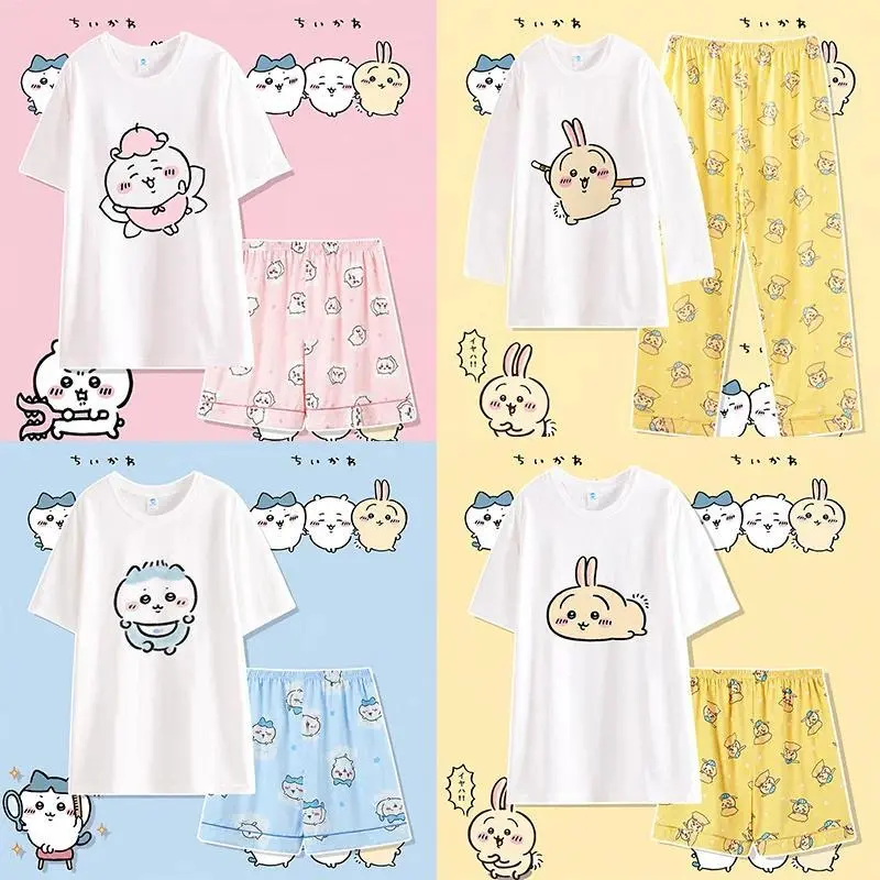 Kawaii Usagi Hachiware cosplay Anime Pajama Set Loose Suit Cartoon Loose Cotton Loungewear Casual Home Sleepwear girl's clothes