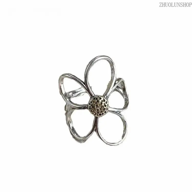Women's Vintage Daisy-Floral Adjustable Open-Band Stainless-Steel Ring - Hypoallergenic, Tarnish-Resistant, Rust-Proof, Comfort-Fit Boho-Chic Jewelry for Daily Wear, Stainless Steel Jewelry with Boho Chic Look
