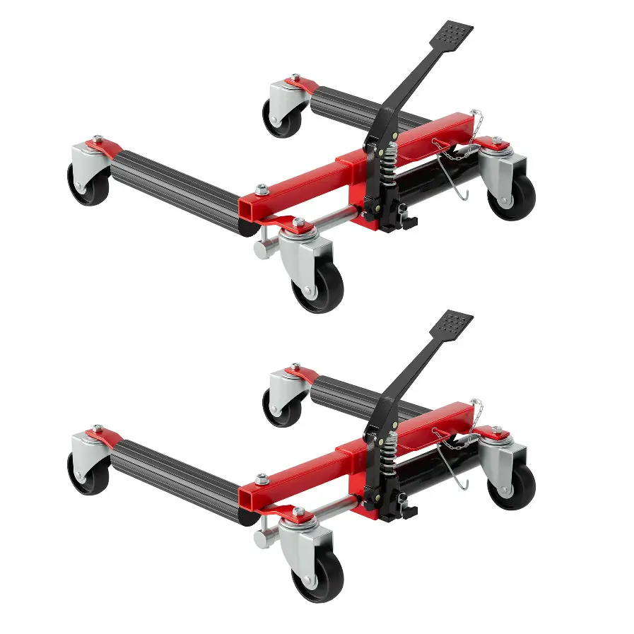 Heavy Duty Hydraulic Car Wheel Dolly Jack Skate Set, 3000 LBS Capacity, Ft Pedal-Operated, Smooth Rolling Casters, Adjustable Auto Mover Tool