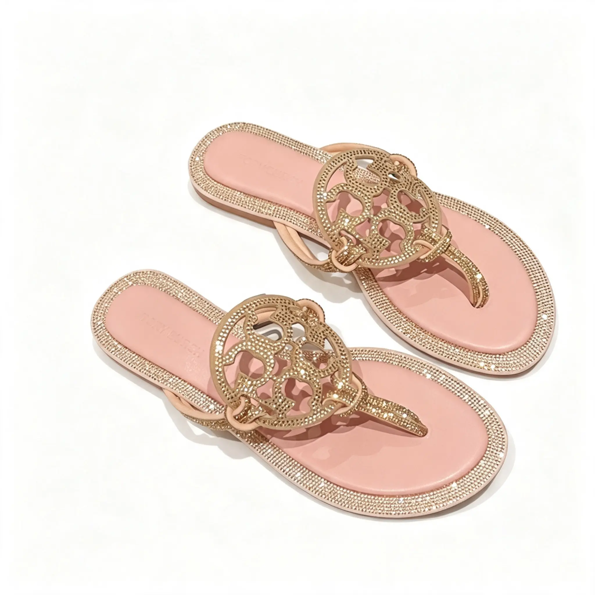 Lightweight Women Flip Flops Silver Rhinestone Hollow Cutout Thong Sandals Casual Outdoor Beach Slides