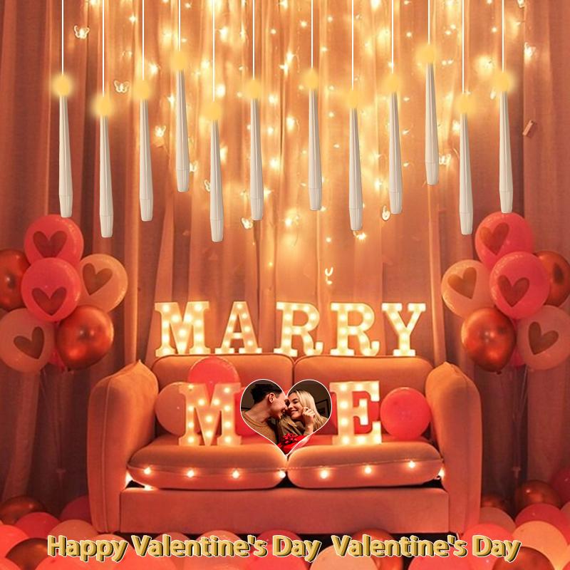 12, 24PCS floating candle, with wand, Christmas decoration, with wand remote, flicker warm light flameless hanging candle battery powered, LED candle, suitable for parties Halloween Set Traditional Switch Window Ornaments 12Pcs