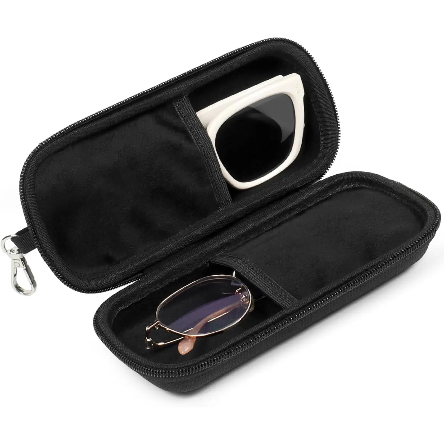 Double Hard-Shell Eyeglasses Case, Dual Sunglasses Organizer with Zip Closure, Travel Vehicle Eyewear Storage, Travel Size Stuff