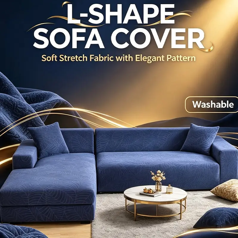 High Stretch L Shape Corner Sofa Cover, Light Spill Resistant Embossed Fabric, Washable Easy Care, Furniture Cover for Sectional Sofa