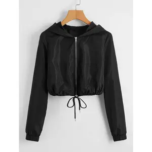 Zipper Hoodie with Drawstring, Lightweight Casual Jacket