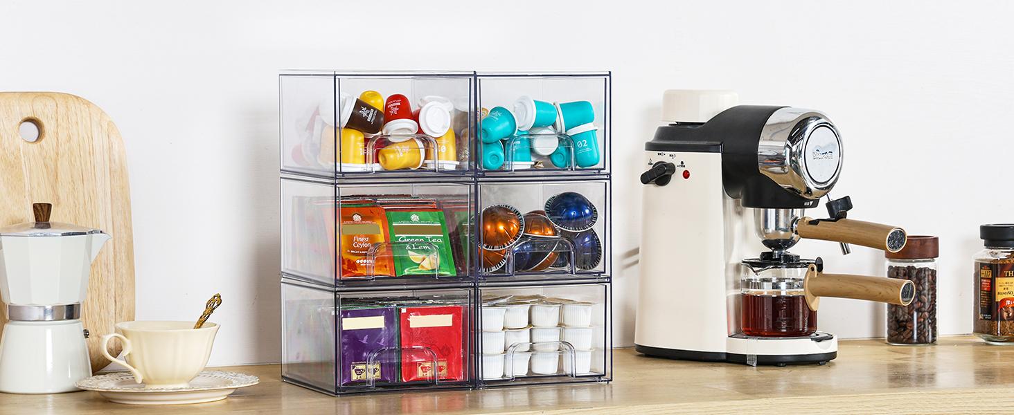 ZY 4 Pack Clear Small Stackable Storage Drawers,Acrylic Bathroom Makeup Organizer,Plastic Storage Bins For Vanity, Undersink, Kitchen Cabinets, Pantry, Home Organization Box Boxes Container Silicone Decoration Laundry Transparent