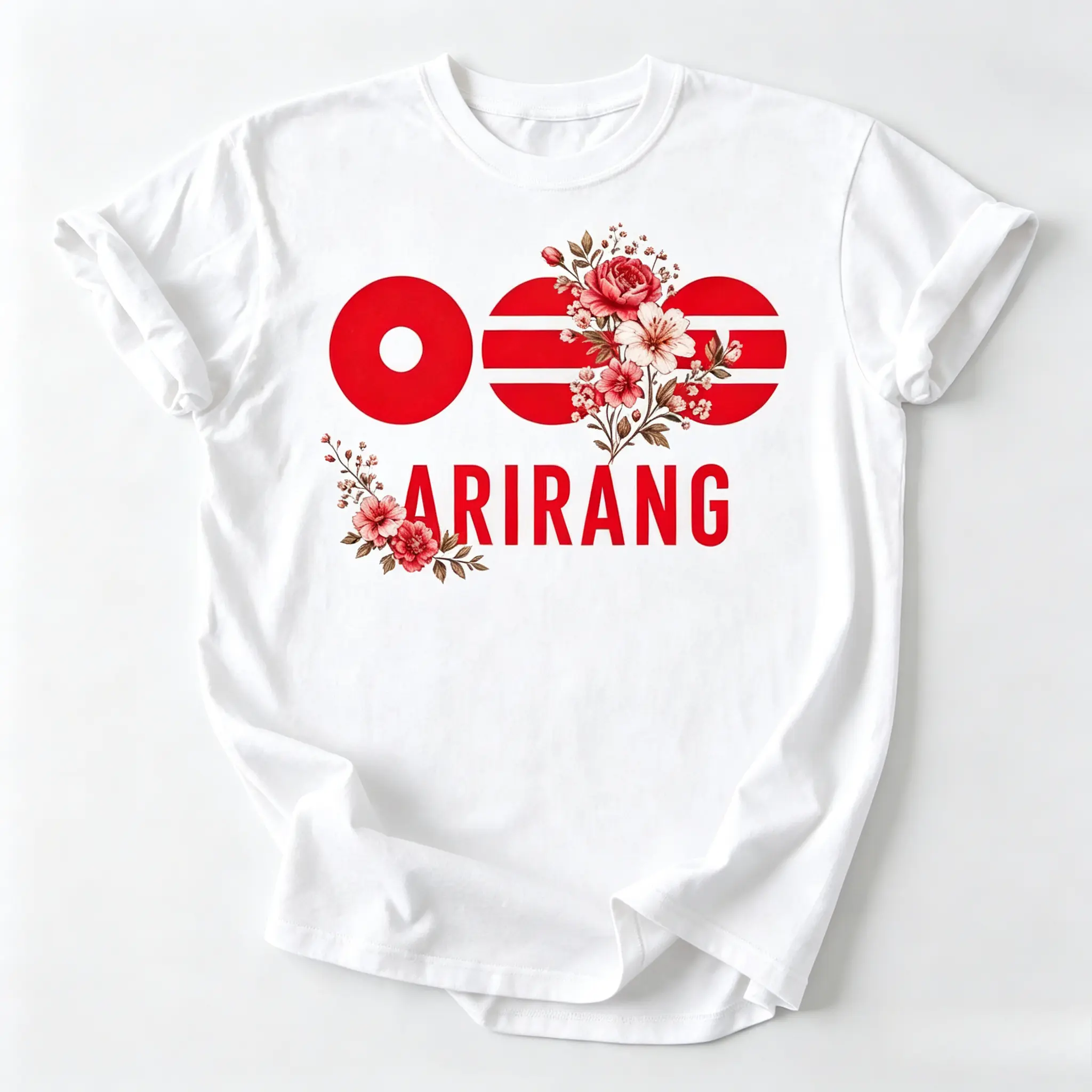 Arirang Floral Graphic Oversized Cotton T-Shirt, Cute Flower Fashion Casual Outfit, Botanical Print Tee, Perfect Gift For Him Her Friends Family, Holiday Valentine's Day Present