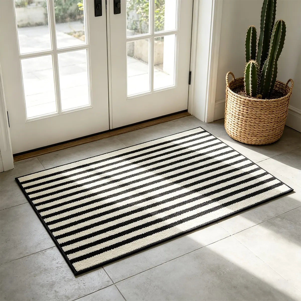 Classic Striped Rug, Welcome Mat, Entryway Rug, Entrance Rug, Home Decor Rugs, Minimalist Home Decor Carpet, Soft Comfortable Non-Slip, Indoor Outdoor Use