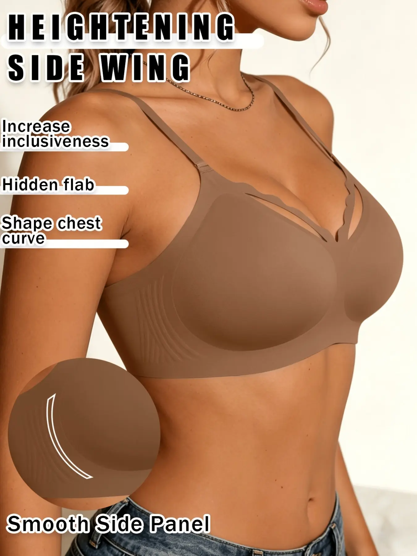 Jelly ladies' bra, seamless wavy-edge women's bra, full-coverage lift underwear, breathable bra, stretchy wire-free sports bra, Daily wear bra, removable pads, suitable for workouts, casual wear