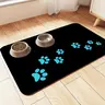 Quick Drying Absorbent Pet Feeding Mat for Dogs and Cats, Non-Slip Rubber Bottom, Dark Polyester Surface for Indoor Use