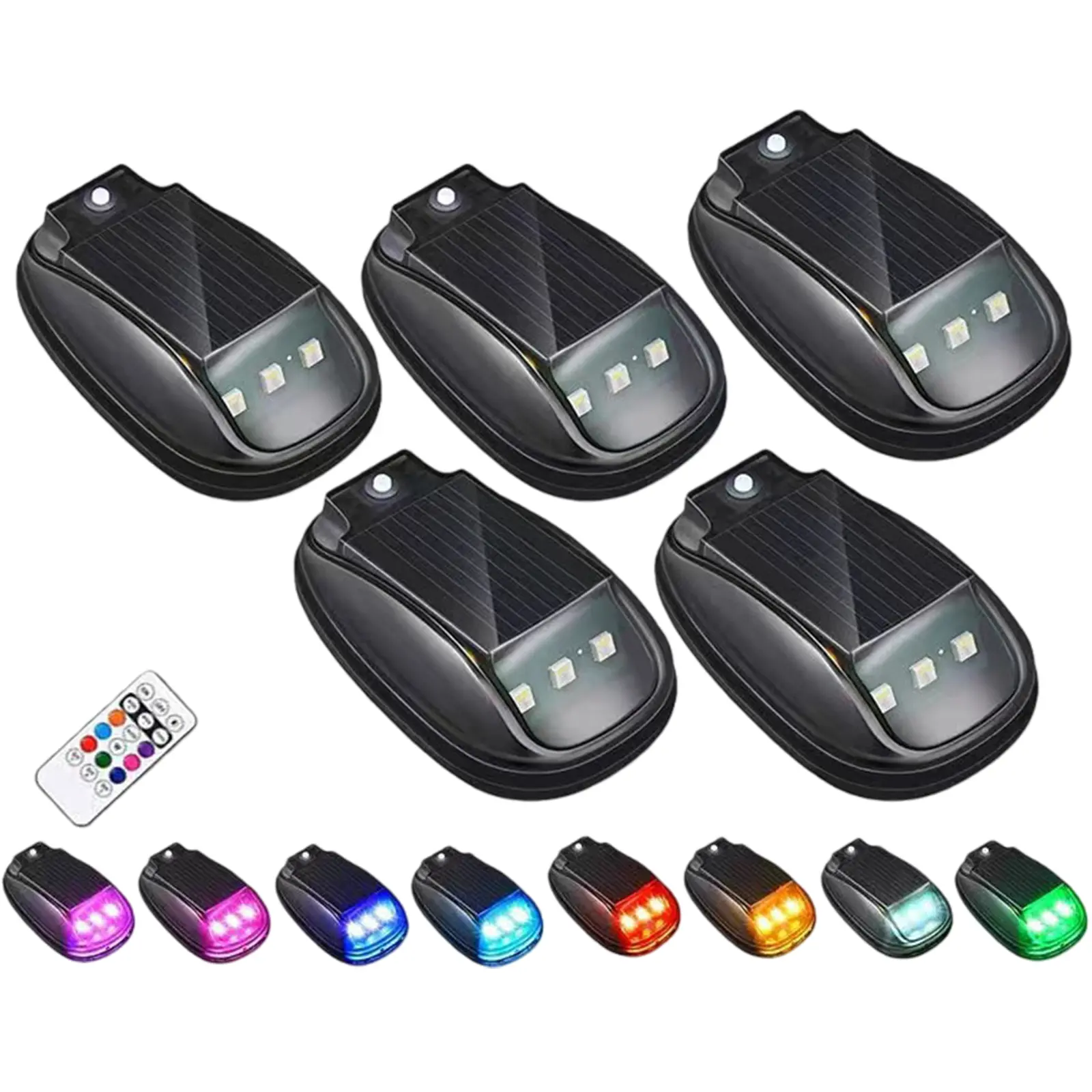 Solar Car Roof RGB Strobe Light with Remote Control Solar Powered Cab Lights No Drill for Vehicle Enhanced Night Visibility