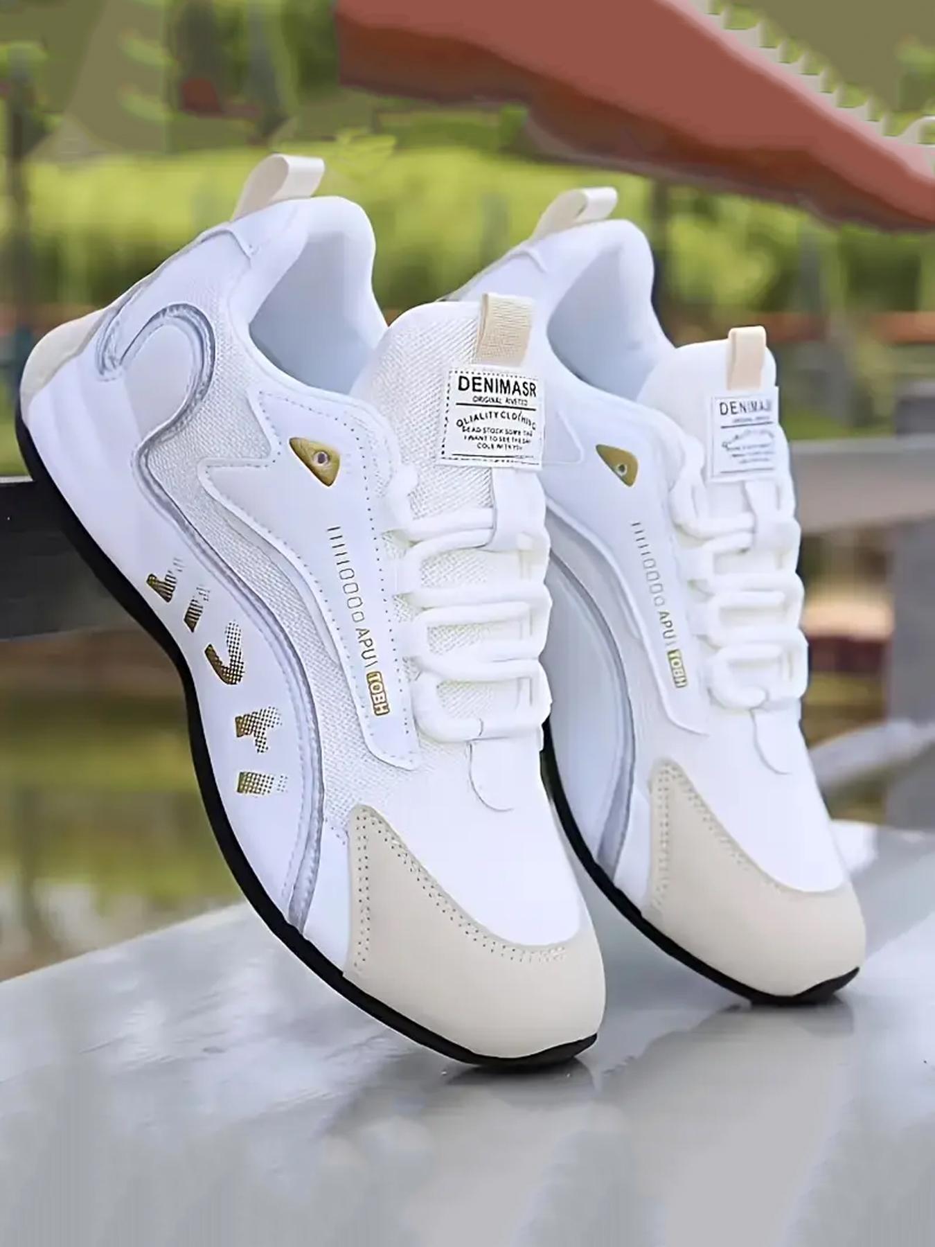 Men's Sporty Casual Shoes, Comfortable Lined Lace-Up Design, Outdoor Running Travel Office Home Gym, PVC Wear-Resistant Sole