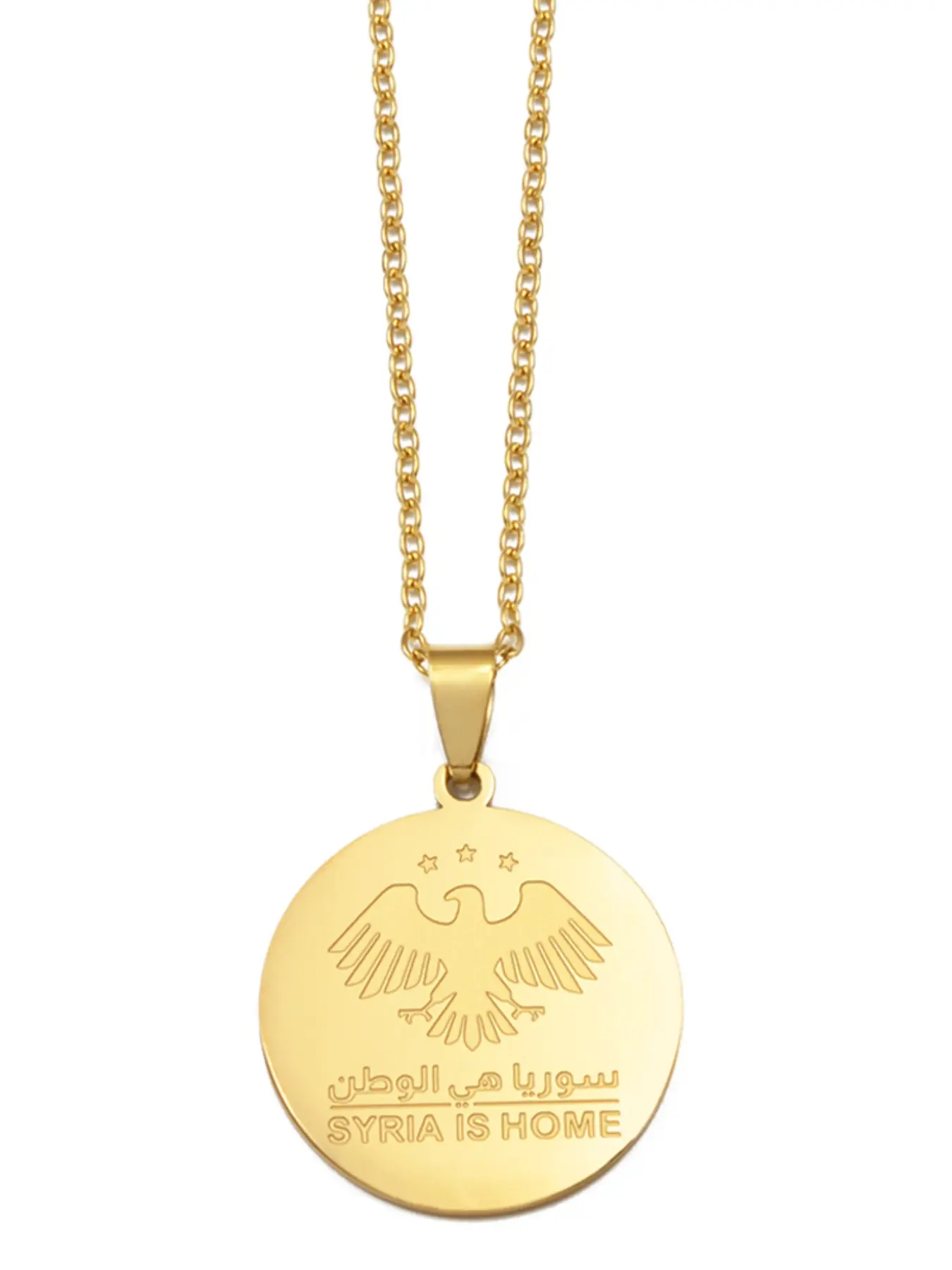 1Piece Circle Heart Syria Map Pendant Neckalces Women Men ,The New Syrian Eagle Flag Jewelry Costume Necklaces