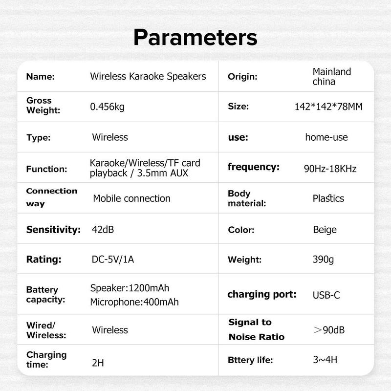 Portable Wireless Karaoke Machine with Wireless Microphone, 1 Set HiFi Stereo Sound KTV Speaker System, Wireless Speaker with RGB Colorful LED Lights