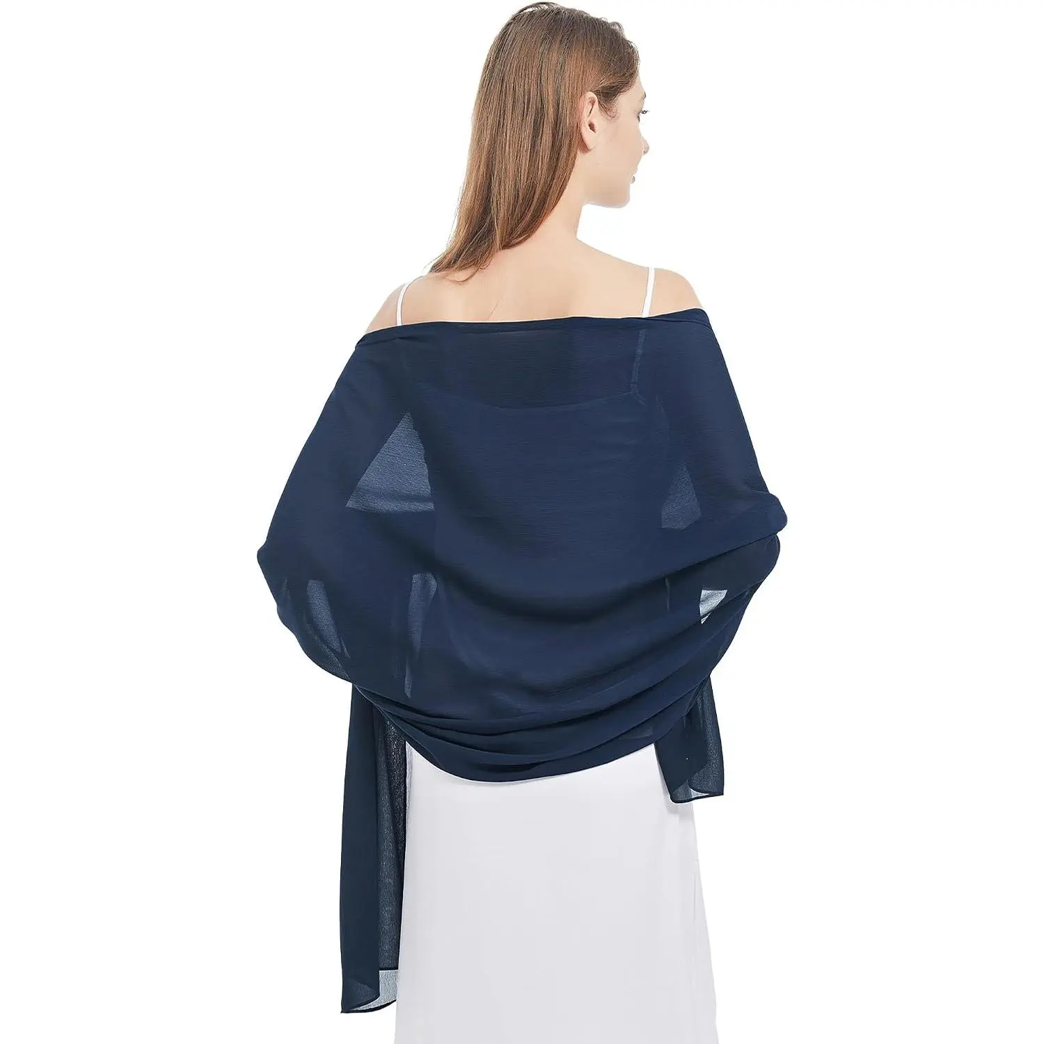 Women's Rectangular Synthetic Chiffon Shawl Wraps - 170x70cm Breathable Fabric, Lightweight for Formal Events, Evening Dresses, Weddings