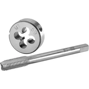 Burkit M7 X 1 Tap and Die Set, M7 x 1.0 Machine Thread Tap and Round Die Right Hand