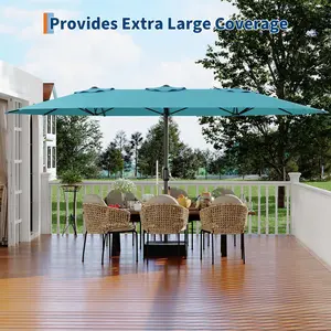15FT Double-Sided Rectangular Umbrella with Base | Waterproof UV Shield & Hand Crank for Lawn Pool Backyard
