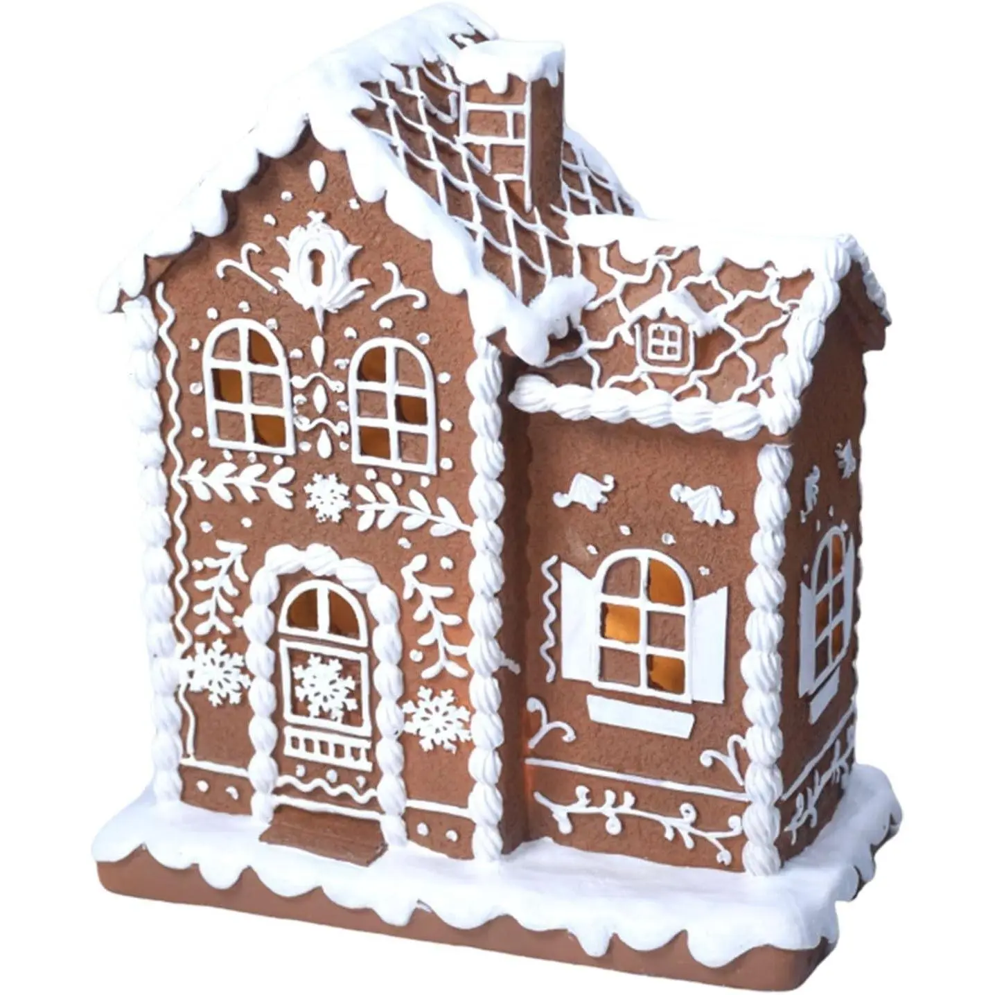 Gingerbread Christmas Decorations Indoor Resin Gingerbread House Decor with LED Lights 9x5x10.2 Inch Kitchen Tabletop Decor for Women