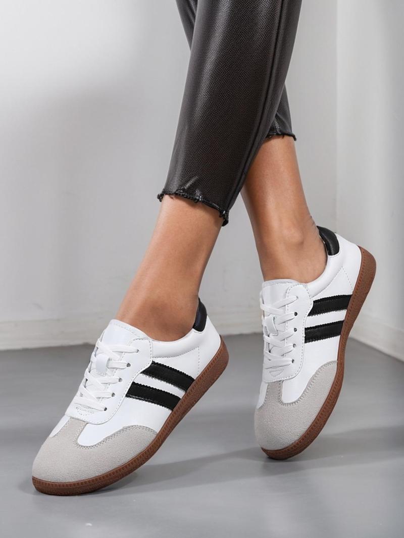 Women's Fashionable Patchwork Lace Up Low Top Sneakers, Casual Comfortable Breathable Sports Running Shoes, Athletic Shoes, All-match Round Toe Shoes for Daily Wear