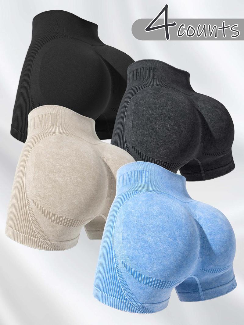 Women's Letter Print Seamless Sports Shorts, High Stretch Breathable Comfortable Skinny Shorts, Ladies Sportswear for Indoor Outdoor Wear