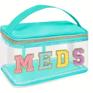 SleekHush Transparent Waterproof Travel Medicine Sorting Bag with Handle - 1-Count Travel Safety Kit for Home & Outdoor Leisure Toiletries Organization
