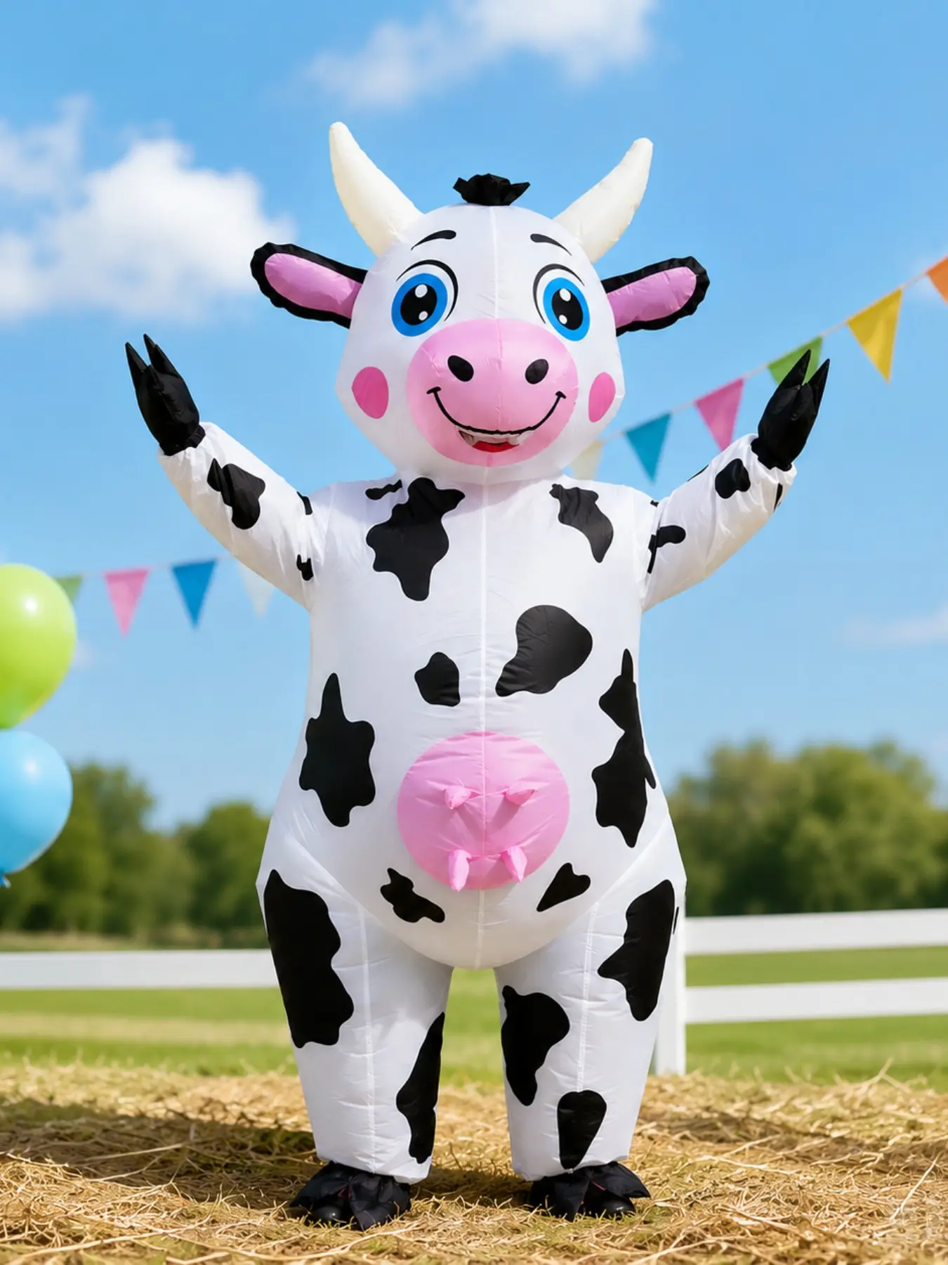 Cow Inflatable Monster Costume, Scary Blow Up Cosplay, Inflatable Polyester Costume for Adults, Oversize, Halloween Christmas Party Festival Stage, Oversized