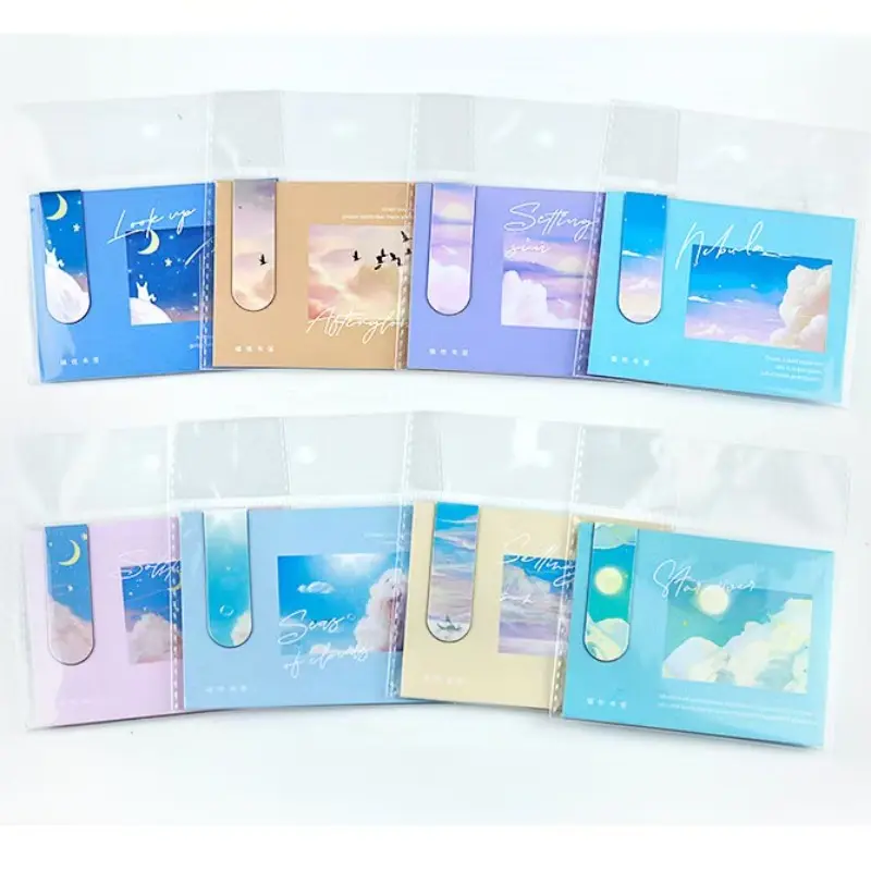 Set of 8 Romantic Magnetic Bookmarks, Starry Sky Oil Painting Creative Page Holders, Perfect Gift for Readers, Librarians, Friends
