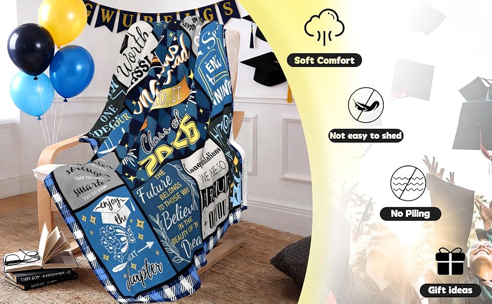 2026 Graduation Blanket for Her Him, Class of 2026 Graduation Gifts, High School Gift for Son Daughter, PHD College/Masters Souvenir Inspirational Quote Graduation Blankets for Women Men