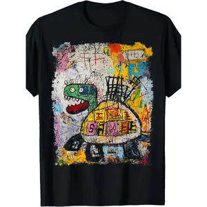 Pop Art Style Turtle S Graffiti T-Shirt Same Style for Men and Women 2026 Summer Short-sleeved Printed T-shirt 180G