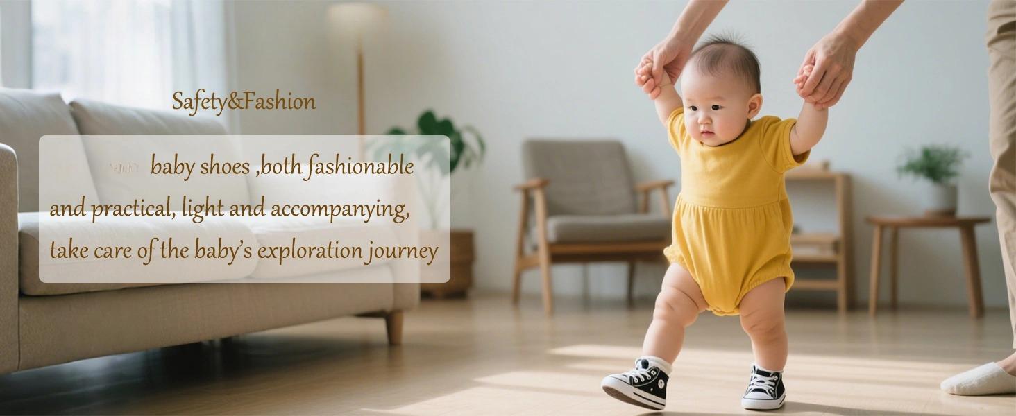 Unisex Baby Girls Boys Canvas High-top Shoes, Newborn Infant Anti-Slip Soft Sole Frist Walking Breathable Sneakers