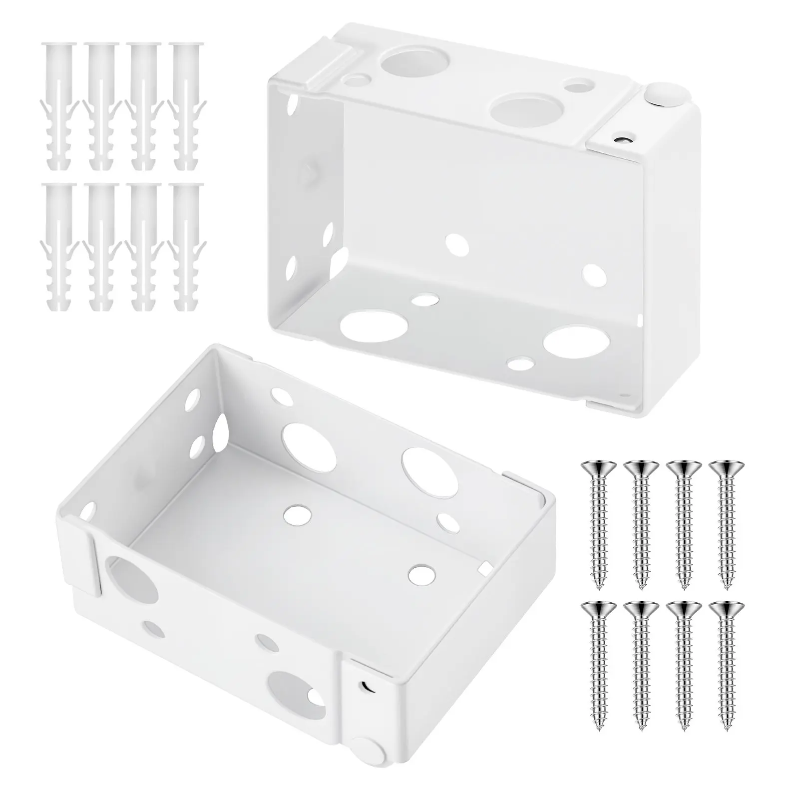 【Summerfinds】VEVOR Box Mounting Brackets, 2 Pcs, Box Blind Bracket for Window Blinds, Fit for 1.5x 2.25 inch Headrails, with Self-Tapping Screws and Expansion Tubes, Sturdy Iron, for Blinds Installation, White