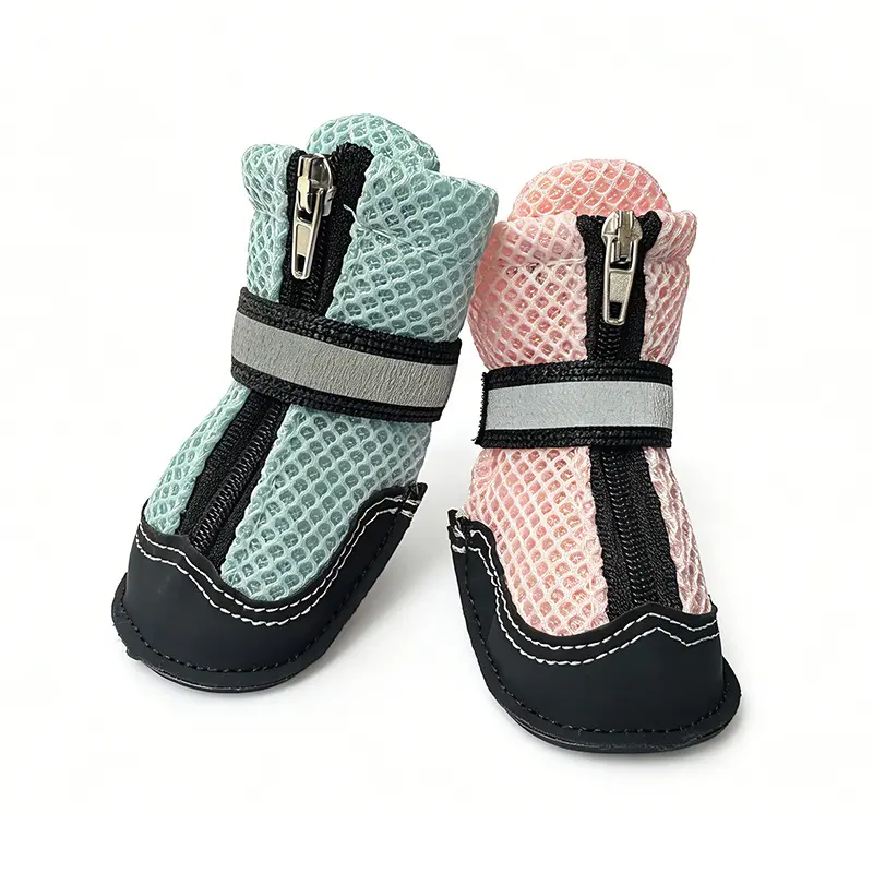 Dog shoes with bone stitching, breathable mesh design, pet apparel dog shoes, soft, non-slip, wear-resistant, zippered dog shoes