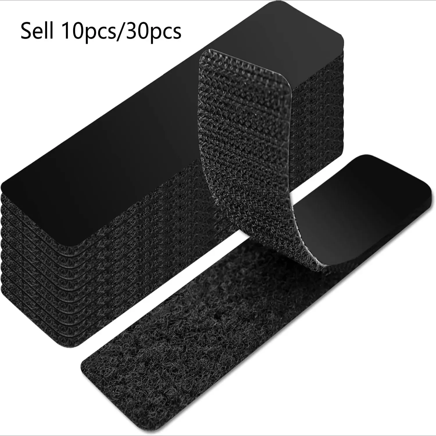 Hook and Loop Tape Sticky Back,2.5cm.x 10cm. Double-Sided Command Adhesive Strip Heavy Duty，Black