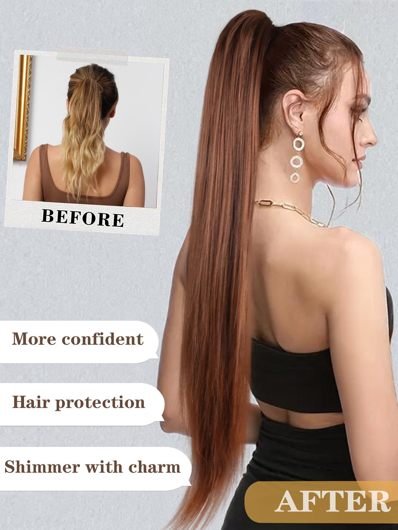 26-Inch Long Straight Purple Ponytail Wig for Women | Claw Clip Design | Natural-Looking Hair Extension Perfect for Daily Wear, Parties & Casual Outfits